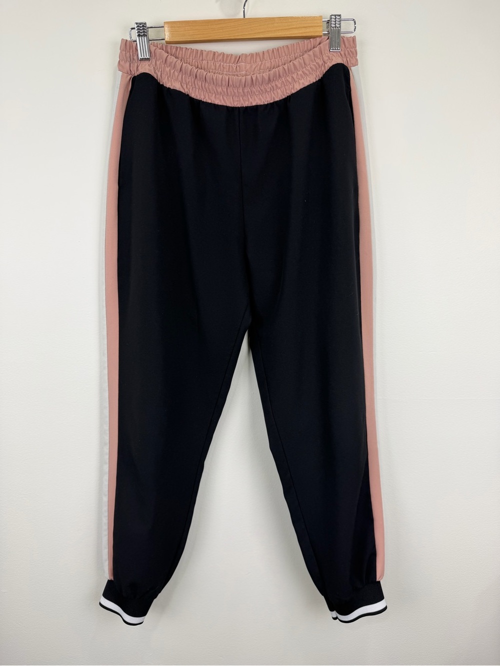 Zara Basic Colorblock Jogger Track Pants Pink Black Size L